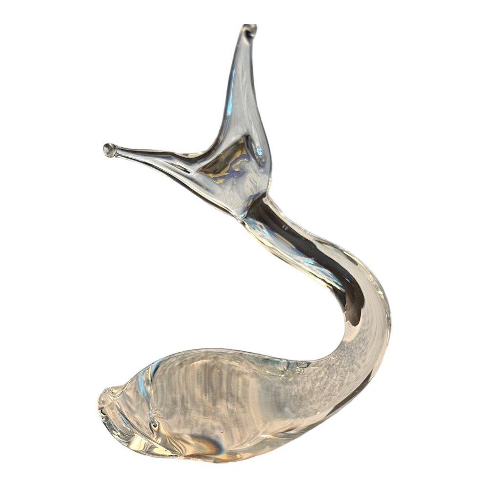 Handblown Crystal Glass Whale Figurine 5.5" Tall Signed NV Elegant Decor